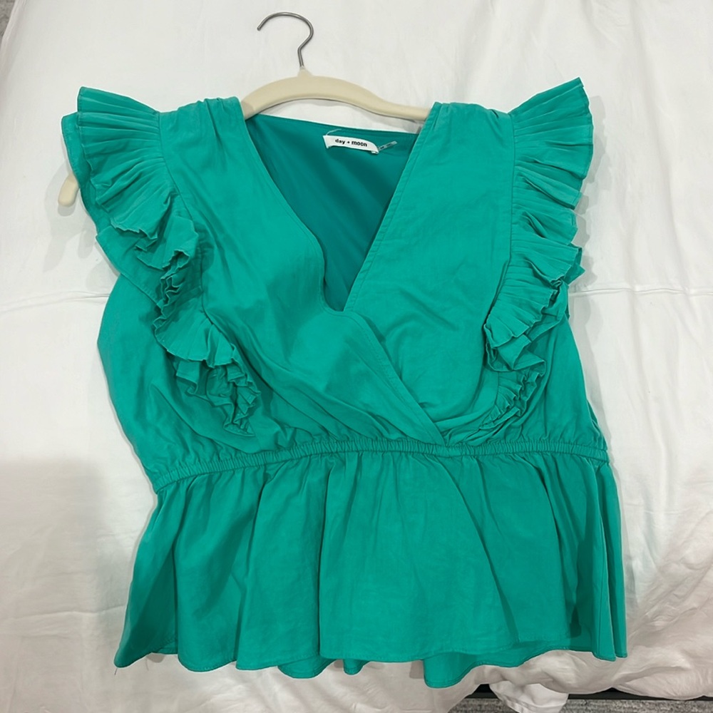 Day + moon greenish blue shirt